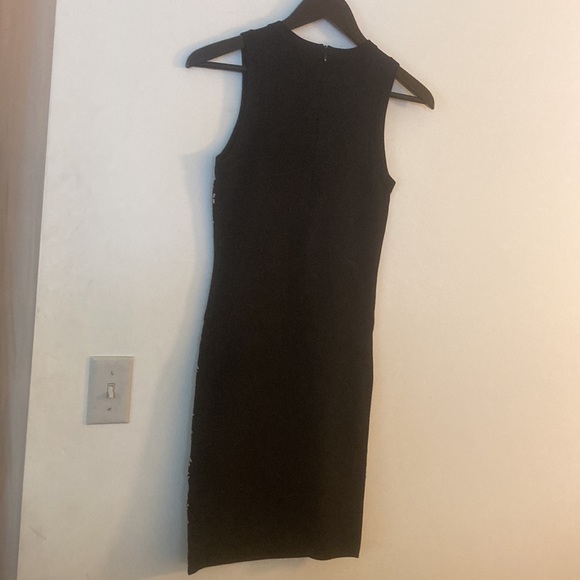 👗 MICHAEL Michael Kors XS Black Sleeveless Beaded Floral Fitted Dress Stunning! - Picture 5 of 11